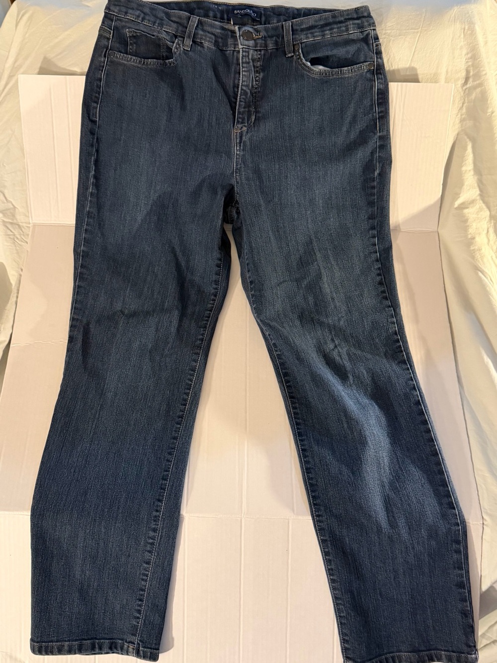 #233 Bandolino Straight Leg Jeans in Dark Blue Wash